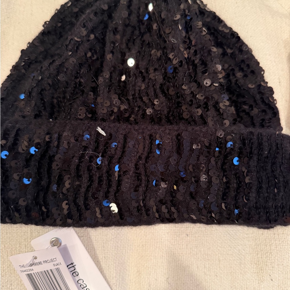 Elegant Black Sequin Beanie